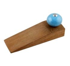 Sky Blue Crackle Ceramic Wooden Door Stopper